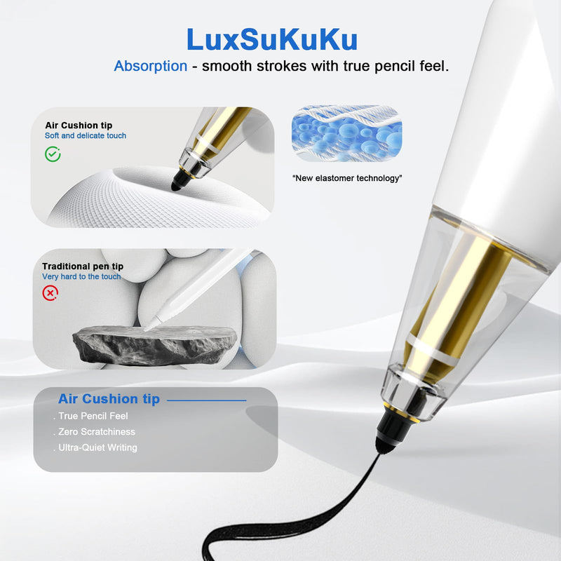 Soft Brush Replacement Tips(4X) for Apple Pencil 1st/2nd/USB-C/Pro, No Slip, Similar to Paper, High-Friction Pen Tip for Note-Taking, Suitable for Meeting, Classrooms, and Libraries, Almost No Noise