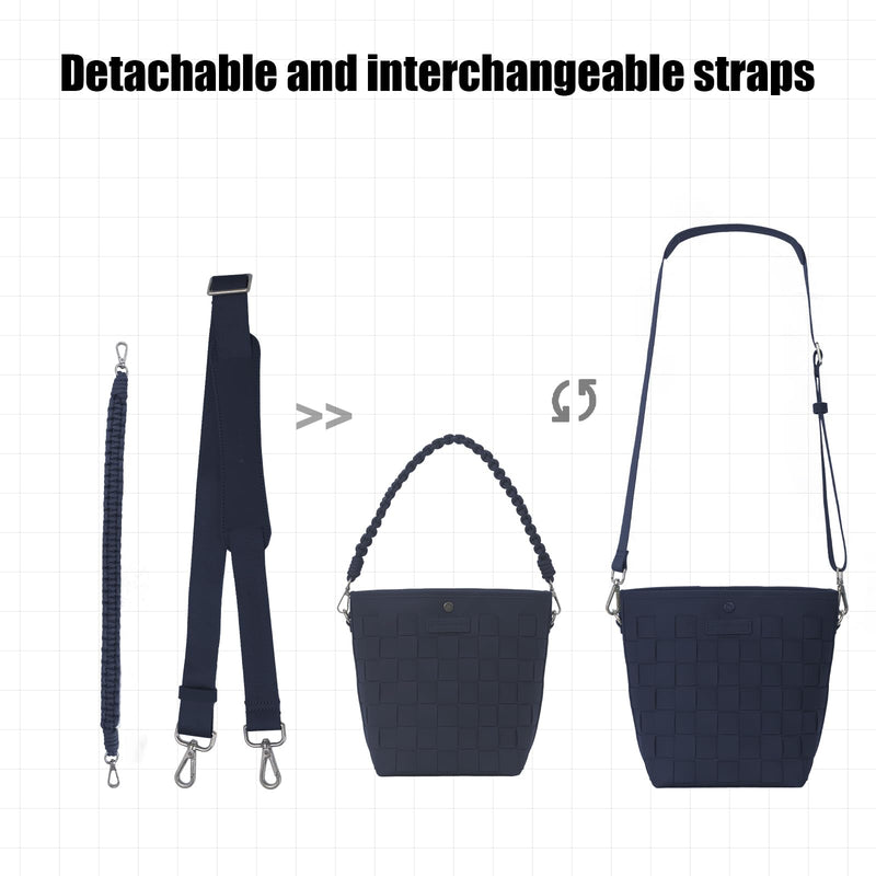 Camera Bag for Women, Leather Photography Shoulder Messenger Bag for DSLR SLR Mirrorless Camera, Women's handbag with Camera Sleeve Case Deep Blue