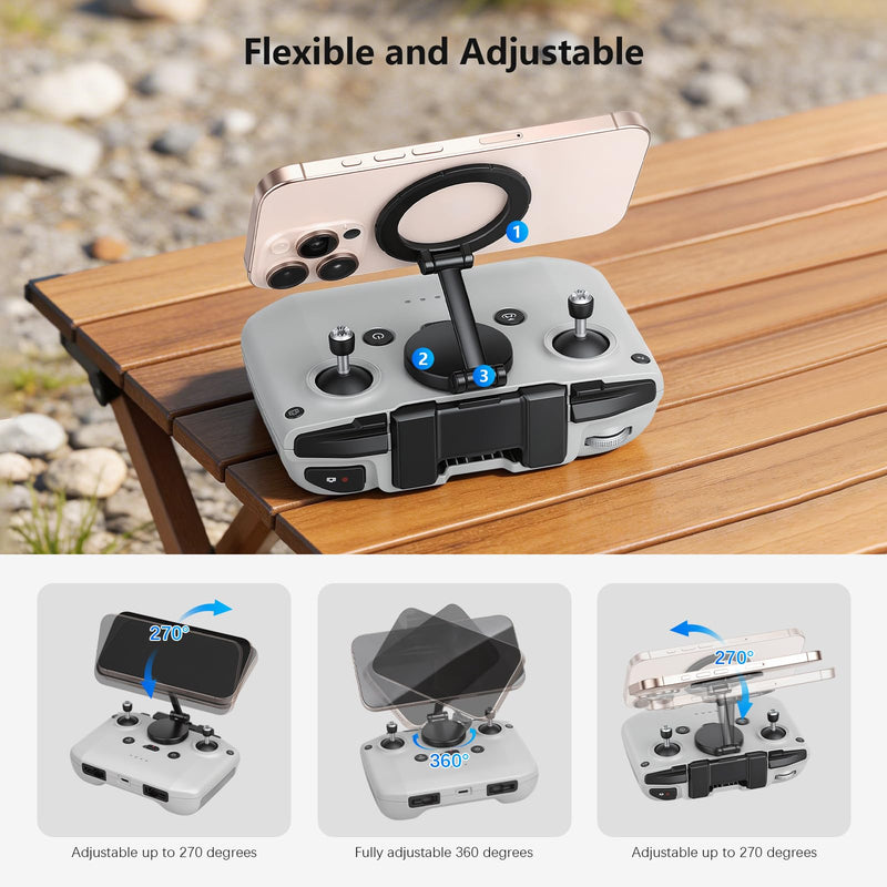 FPVtosky Adjustable Magnetic Phone Stand for DJI RC-N1/N2/N3 Controller, Compatible with DJI Lito 1/ X1/ Neo 2/ Mini 4K/ Flip/Mini 5 Pro/ 4 Pro/Air 3S Drone Remote Accessories