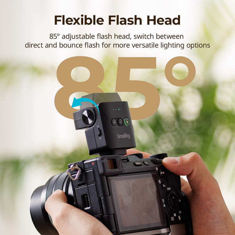 SmallRig RS-22 Mini Camera Flash for Sony for Nikon for Canon for Fuji DSLR | GN8 Manual Flash, 85° Adjustable, 4 Levels 1/1-1/8, 700 Full Power Flashes, 0.1-4s Recycle/6500K/400mAh Battery - 5883