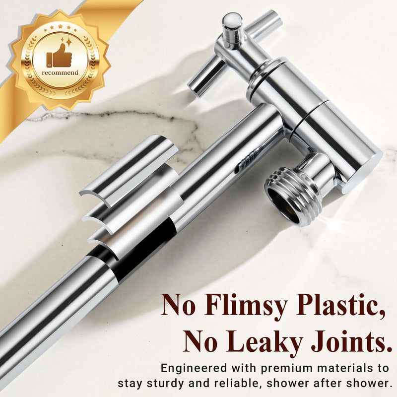Brass 5 Inch Shower Head Extension Arm for Rain and Handheld Shower Head, Height & Angle Adjustable, Compatible with G1/2 Universal Connector | Easy to Install, Built to Last, Angle and Height Adjustable, Universal Fit Chrome 5 Inches
