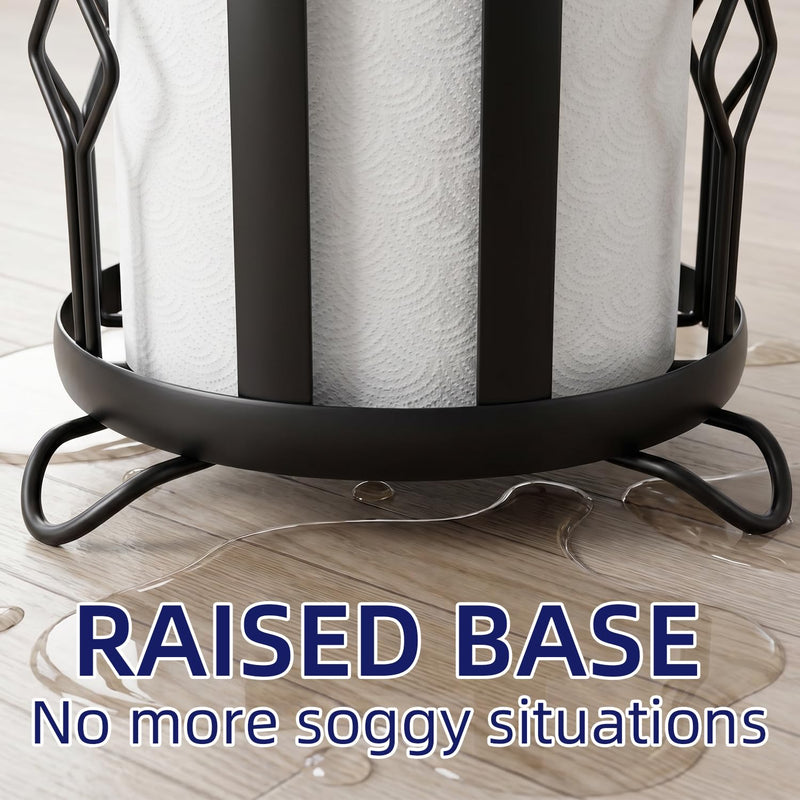 Epicano Toilet Paper Holder Stand Frees Standing,Black | Waterproof Raised Feet,Rustproof,Fit 3 Mega Rolls,No Drill No Assemble,Instant Paper Storage,Space-saving Renter Friendly
