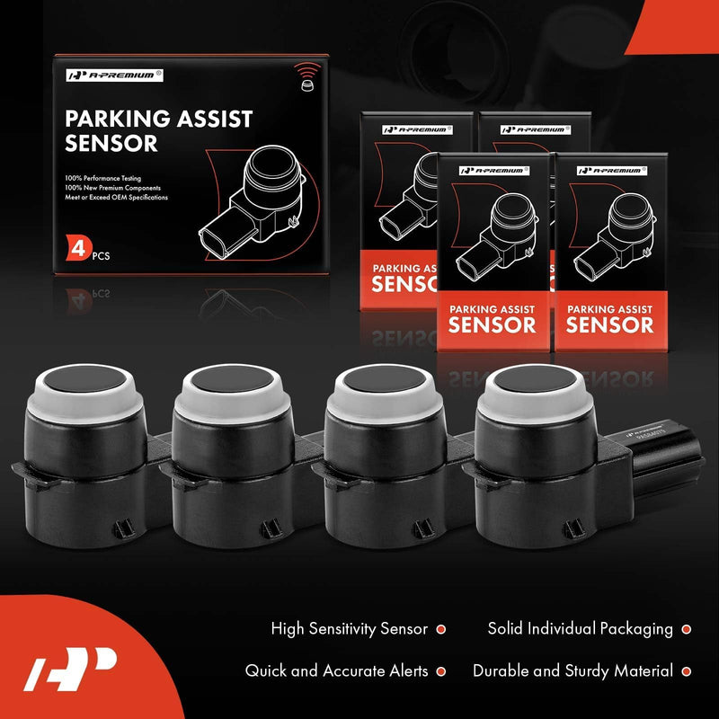 A-Premium 4-PC Reverse Backup Parking Aid Assist Sensor Compatible with Chevy, GMC, Buick, Cadillac & Saturn Models - Silverado, Traverse, Tahoe, Sierra, Yukon, Enclave, DTS, SRX, Escalade, Outlook 4-PC Set