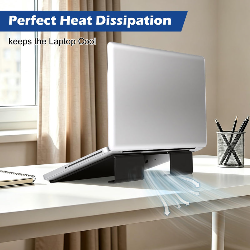 Acrylic Laptop Stand, Portable Ventilated Riser 11-17 Inch | Black Silm Acrylic Design, 7 Ventilation Slots, Ergonomic Viewing Angle, Lightweight Portable Structure