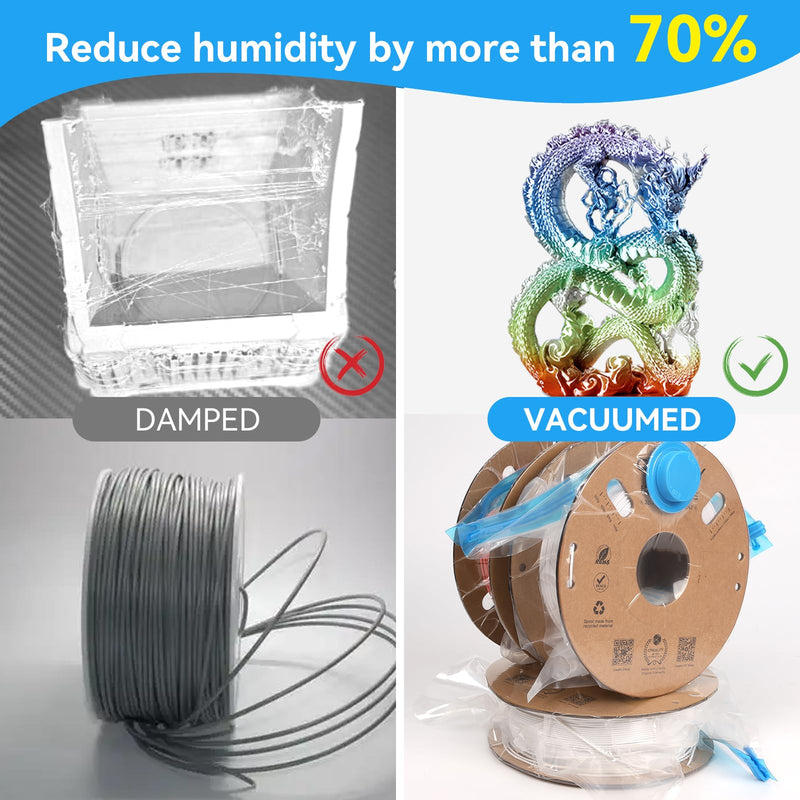 Creality 3D Printer Filament Storage Bags, 12 PCS Reusable 35x35 cm Filament Vacuum Storage Bags for 1kg 3D Filament Storage, Dustproof & Moisture-Proof Filament Bags for ABS PETG PLA Storage 12 Refill Bags (1kg Each)