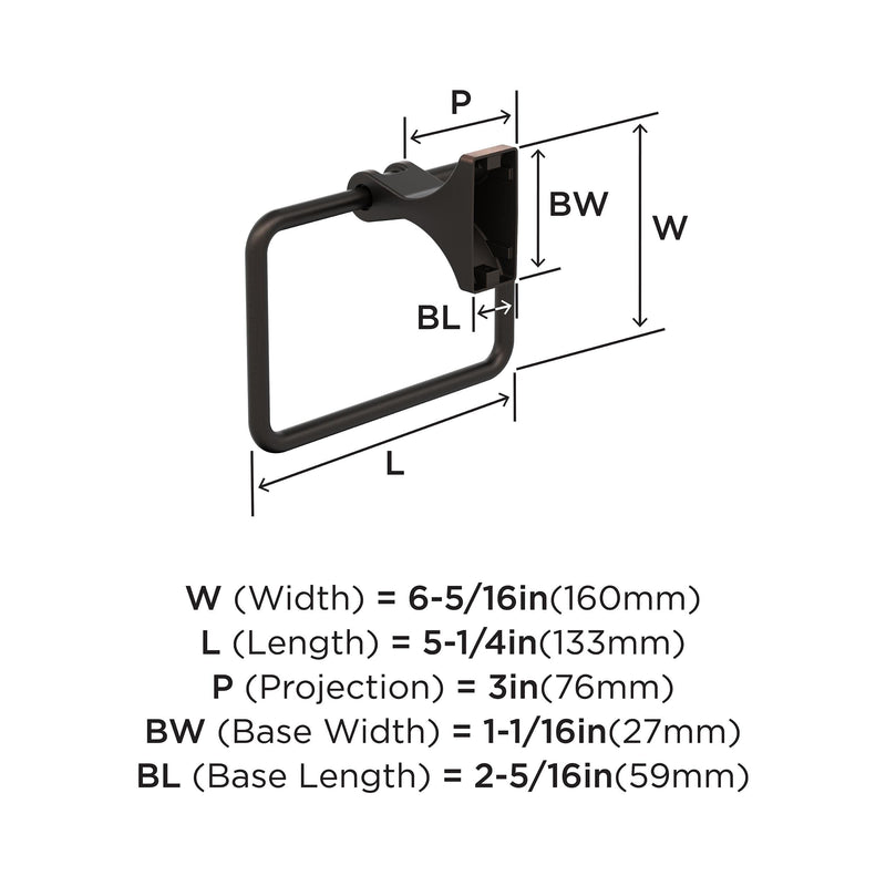 Amerock Oil Rubbed Bronze Towel Ring - 5-1/4 in Length - Bath & Kitchen Towel Holder 1-Piece