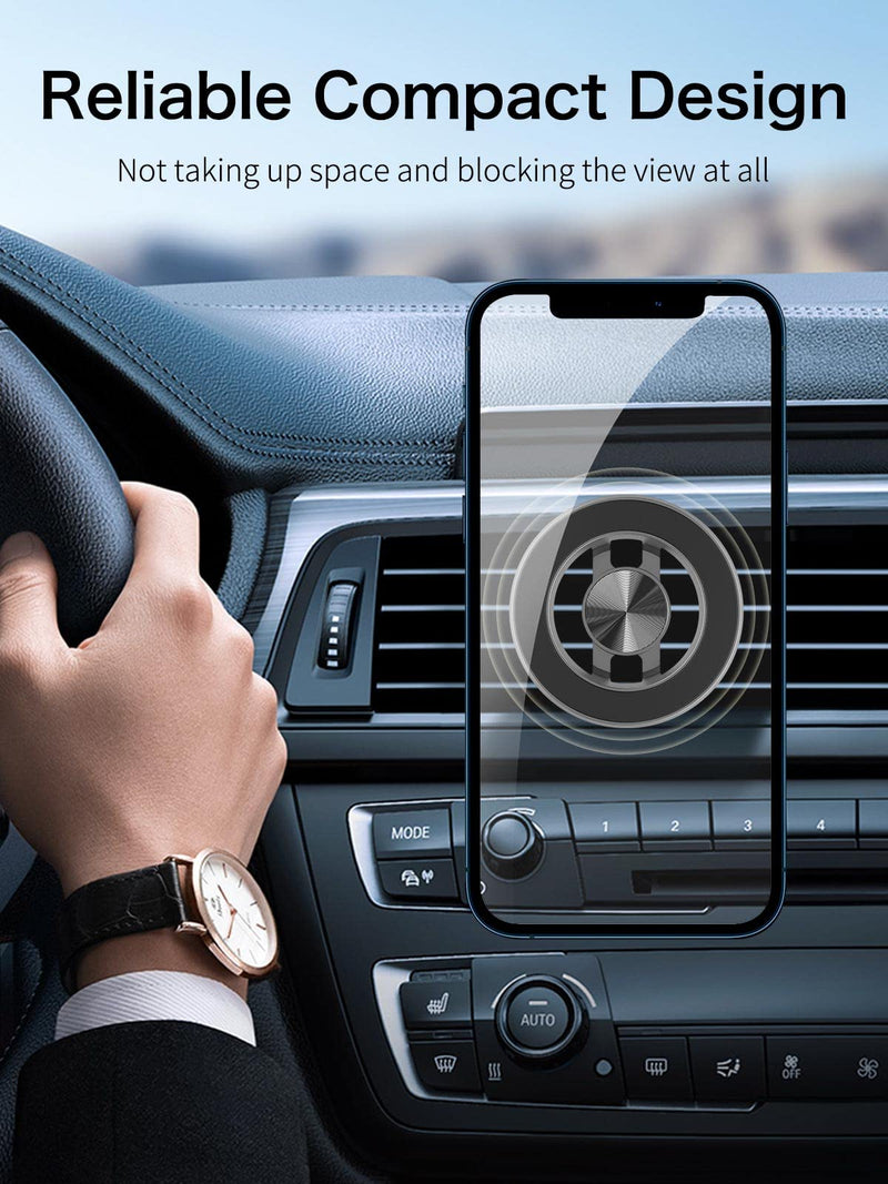 Car Phone Holder Mount 360° Rotation Universal Magnetic Phone Holder for Car All-Metal Vent Phone Mount with 12 Strong Magnets Work for iPhone 13 12 Pro etc Most Smartphones, iPad Gray
