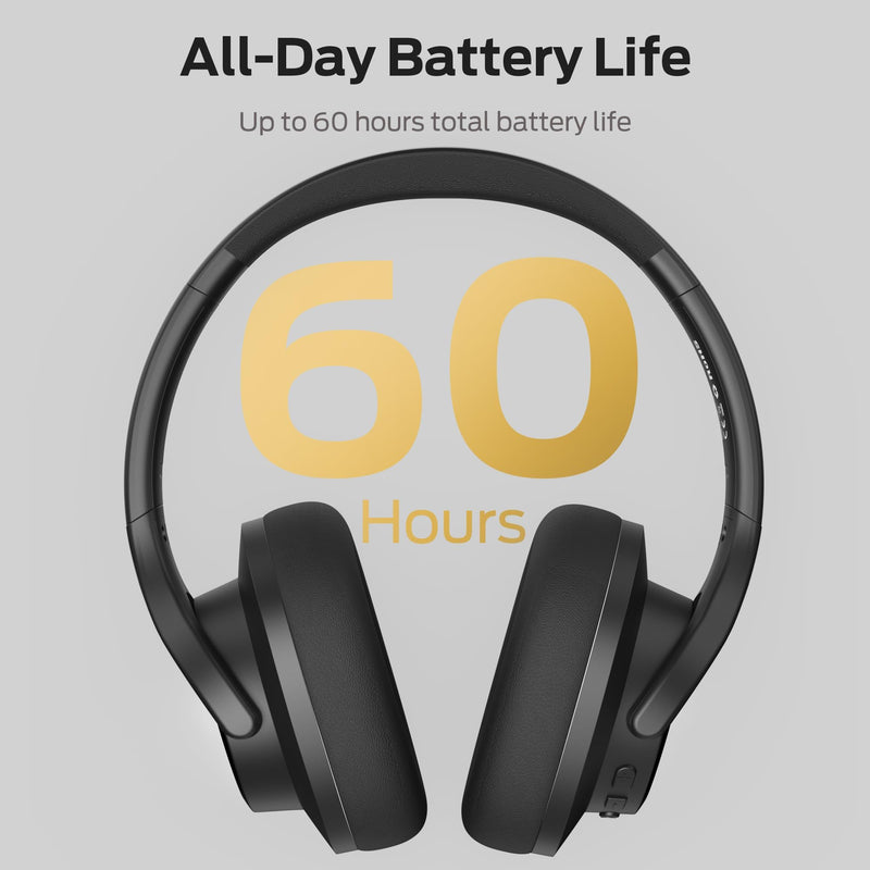 Oraolo Mission 200 Bluetooth Headphones, Over-Ear Bluetooth 5.3 Headset, 3 EQ Modes 60H Playtime, Low Latency HiFi Deep Bass for PC Cellphone Home Black