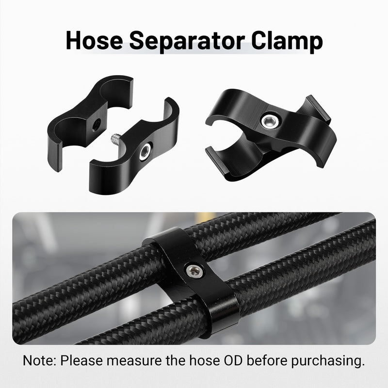 EVIL ENERGY 6AN Hose Separator Clamp, AN6 Fuel Line Mounting Clamp Aluminum Black 4PCS 4