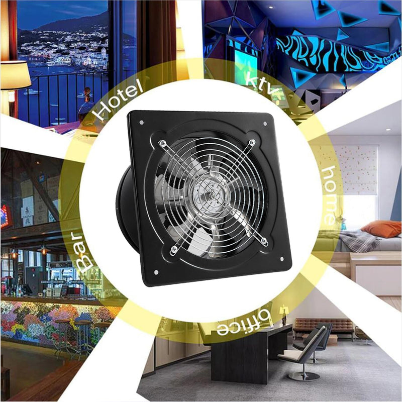 4 inch Exhaust Fan Metal Iron Ventilation Extractor, Silence with Anti-backflow Check Valve Window and Wall Mount Vent Fans for Home Office Kitchen Bathroom Grow Tent Garage Black 4 inch