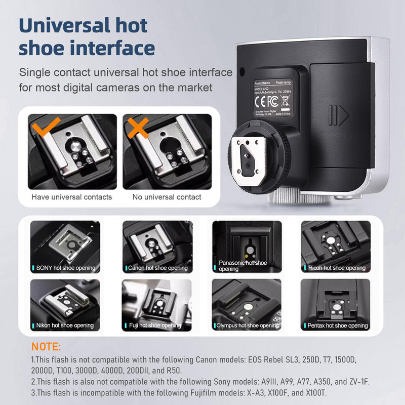 Andoer Retro Mini Camera Flash, GN15 with 6 Levels Flash Power, CCT 6000K±200K with S1/S2 Optical Control for Fuji, Canon, Nikon, Sony, Olympus Camera, Single-Contact Hotshoe
