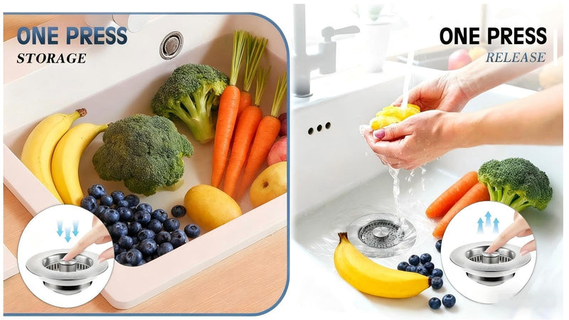 2 Pack Kitchen Sink Drain Strainer/Stopper, US 3-1/2", 304 SS 2