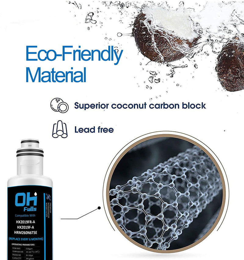HX2019FR-A HX2019F-A Water Filter Replacement, Compatible with Hisense HRM260N6TSE HRFD560SW HRCD585BW HRFD634BW HRCD650BW HRCD586TBWB Mora MRM260N6TSE, 2-Pack