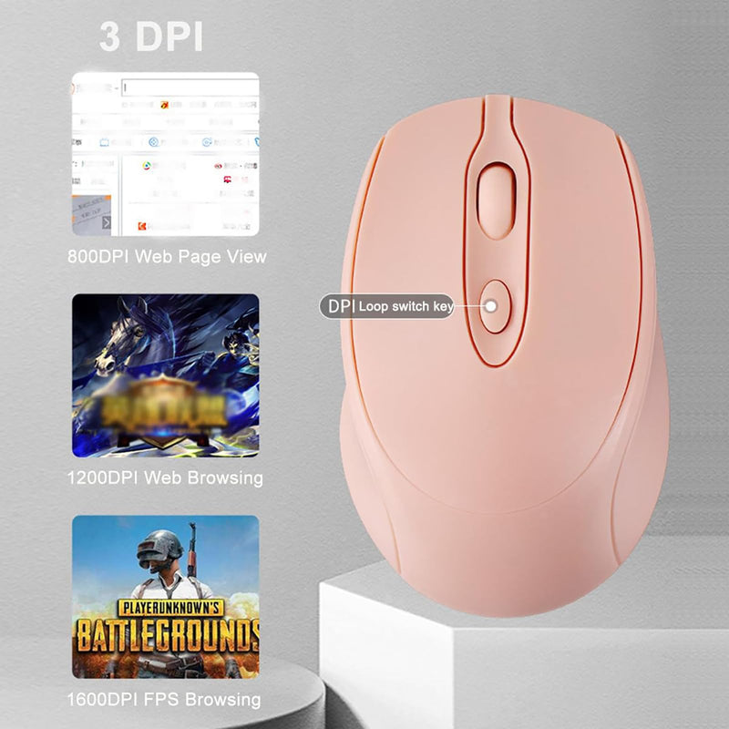 Bluetooth Wireless Mouse USB C for Macbook Air Pro/Computer/Laptop, Wireless Rechargeable Silent Ergonomic Mouse Type C for Mac/iPad/iMac/Surface(Pink) Pink