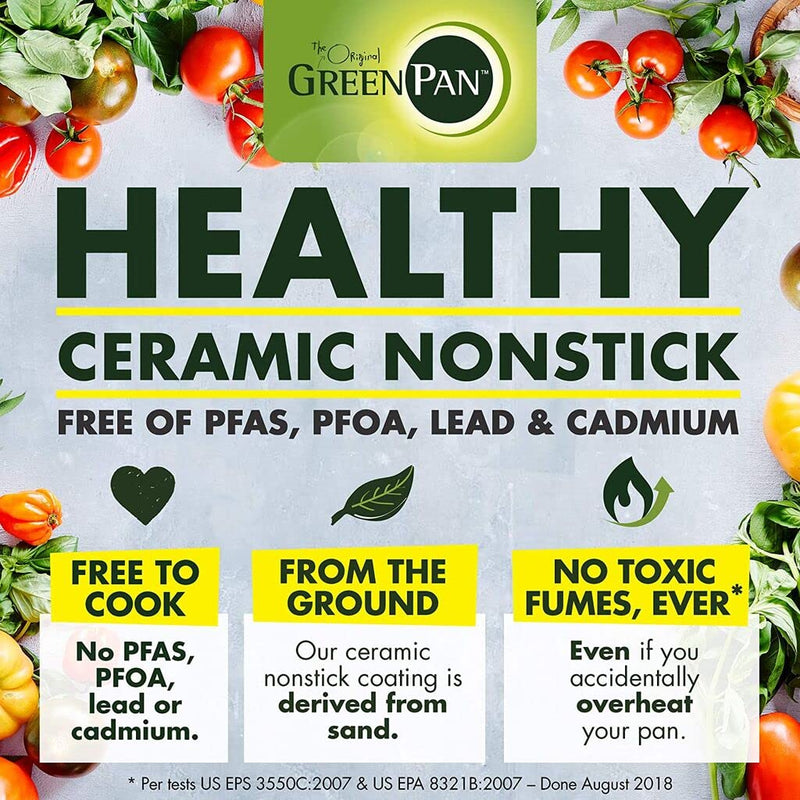 GreenPan Chatham Hard Anodized Healthy Ceramic Nonstick, 8" Frying Pan Skillet, PFAS-Free, Dishwasher Safe, Oven Safe, Gray