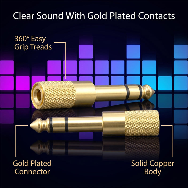 9 Pack 1/4 to 3.5mm Headphone Adapter, Gold 3.5mm to 1/4 Adapter | 1/4 to 3.5mm Male to Female Adapter, Stereo Audio Headphone Adapters, for Aux Cable Headphones Piano Drums Guitar Amplifier