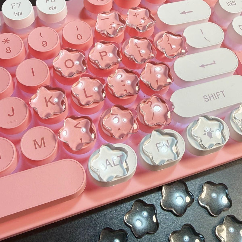 60pcs Flower Keycap for Long Nails,Glass Star Keyboard Sticker (Flower60) | Cute 3D glass flower keyboard stickers for long nail. keycaps protect nail art,eyboard covers, Christmas gift for girls Flower 60pcs