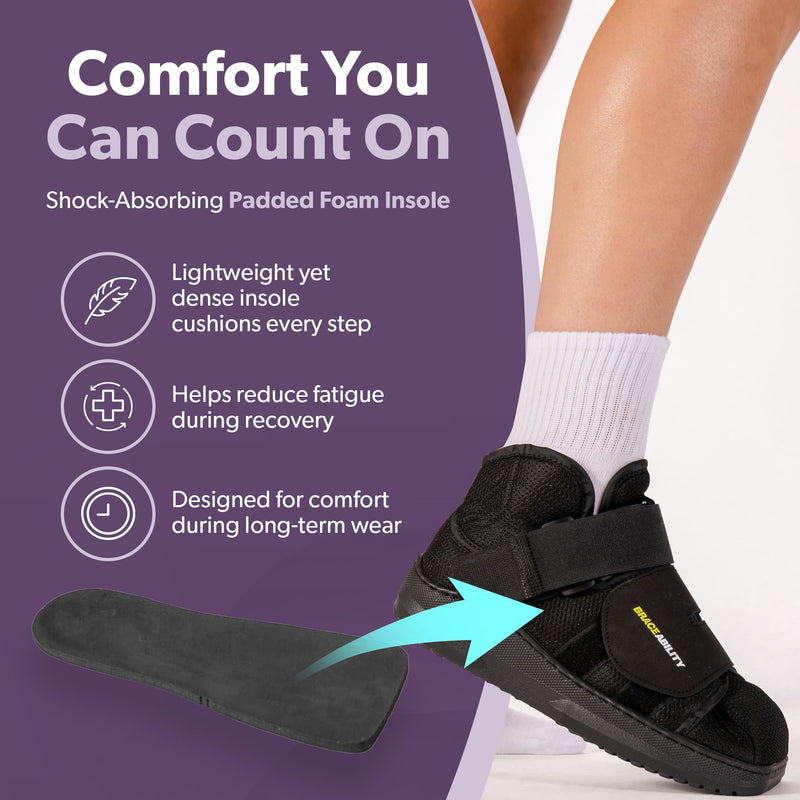 BraceAbility Closed Toe Medical Walking Shoe - Lightweight Broken Toe Cast Boot, Fractured Foot Brace for Metatarsal Stress Fracture, Post-op Bunion, Hammertoe Surgery Recovery - For Men or Women (M) Medium (Women's 7-9.5 / Men's 6-8.5)