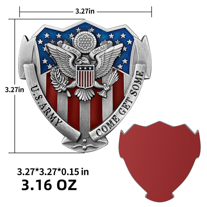 US Army Veteran Metal Car Emblem 3D Decals Shield Shape with Eagle, Enamel American Flag, 3M Adhesive, Car Medal Gift for Veterans and Military Supporters (US Army) US Army