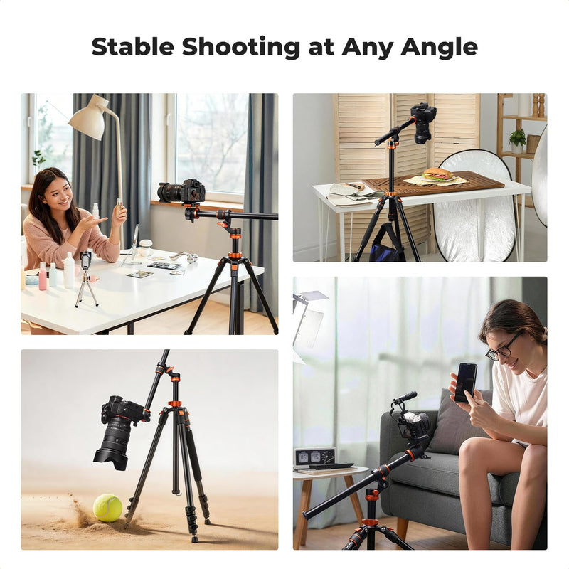 K&F Concept 16.1" Horizontal Tripod Center Column Arm, Aluminum Alloy | 360° Rotatable & 180° Tilt, For Overhead Macro Photography, D-Shaped Tube Anti-Twist, Load up to 11lbs, MS104 MS104 16"