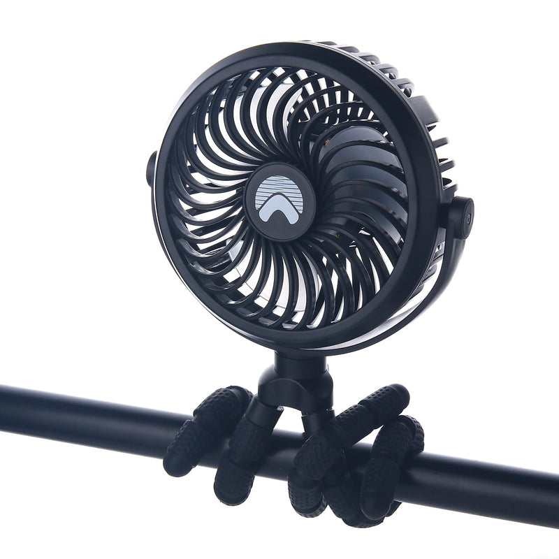 AYL 2600mAh Portable Fan Rechargeable, Flexible Tripod Clip On Fan, Battery Operated Desk Fan, USB Fan, Small Battery Powered Personal Fan for Bedroom, Outdoor Travel, Camping Tent, Car Fan, Black