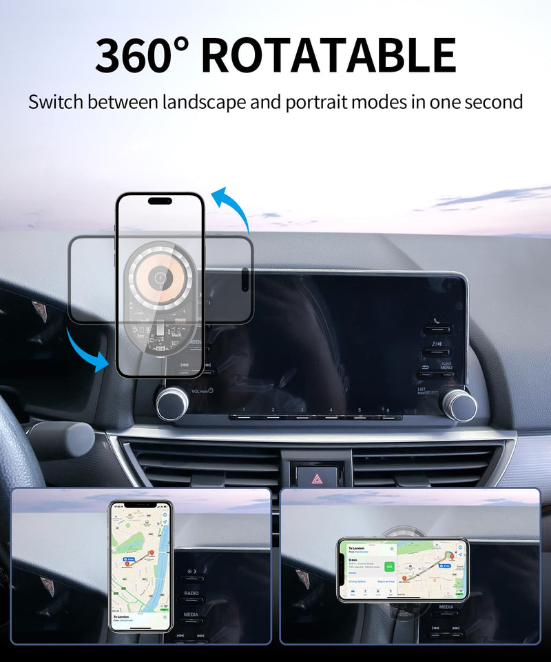 Wireless Charging car Phone Holder for Honda Accord 2018-2022 Accessories 8 inch Screen Fixed Clip,360° Rotation car Phone Mount Compatible with MagSafe