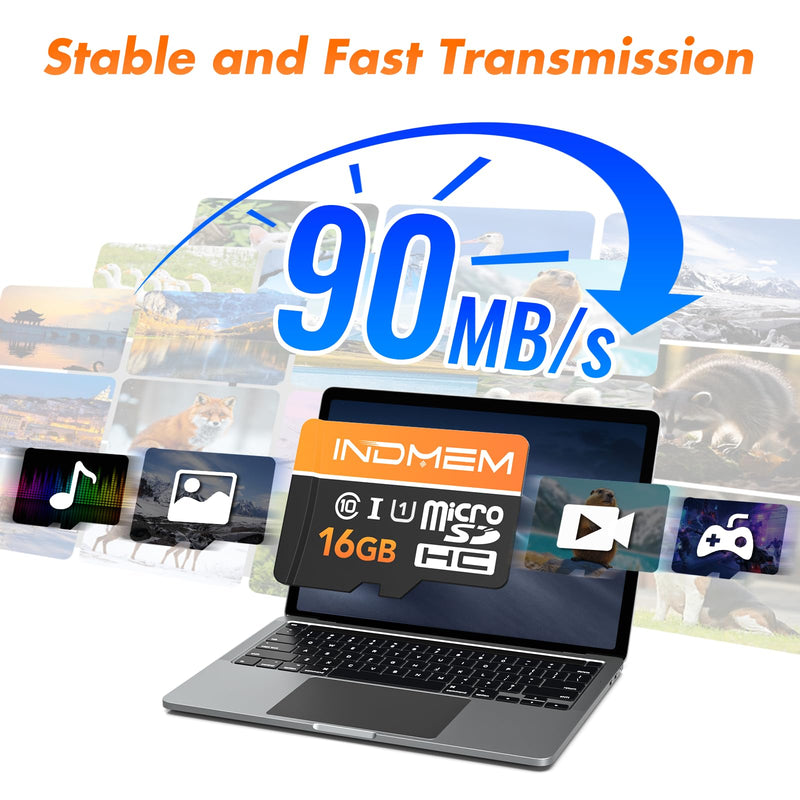 16GB Micro SD Card 2Pack, UHS-I C10 TF Card with High-Speed Up to 90MB/s | Compatible with DSLR, Drone, Action Camera, Portable Devices, Tablet, Mobile Phone, Camera, Game Console, with SD Adapter