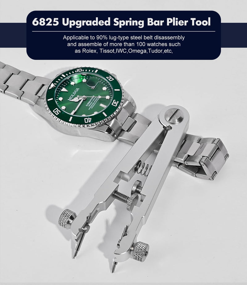 Freejoy Watch Spring Bar Plier Tool Kit, 6825 Spring Bar Tweezer Tool with Durable 8 Alloy Steel Pins for Watch Wrist Bands Strap Removal Repair Set Black