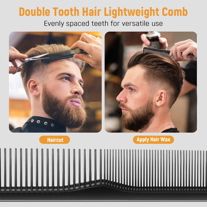 Hair Styling Combs and Brush Set for Men, Quiff Roller Brush for Adding Volume, Mens Styling Combs for Quiff, Pompadour, Slick Back, Fauxhawk, Undercut Black 7pcs