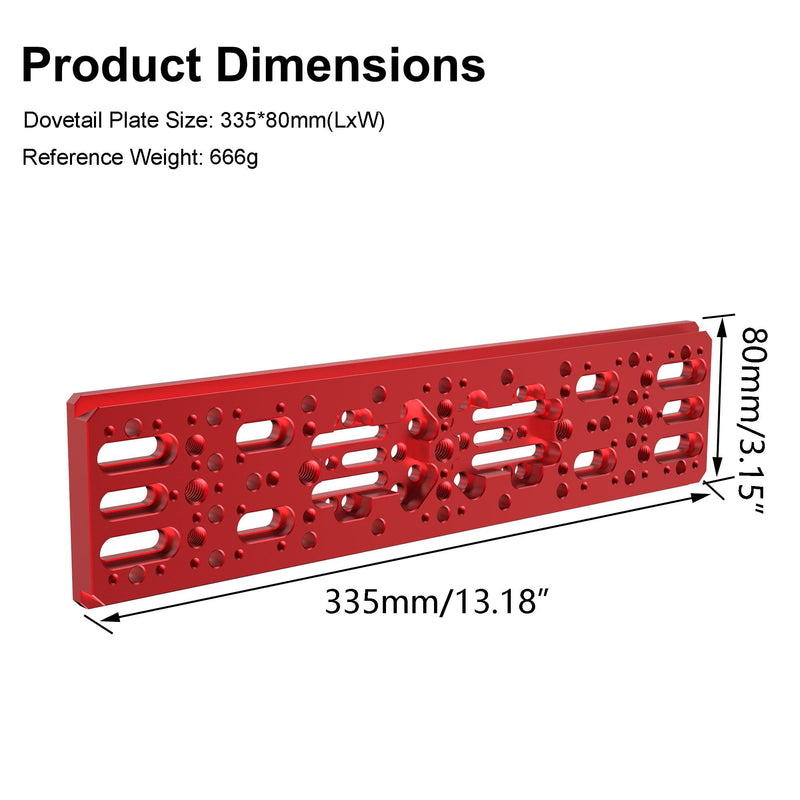 Dovetail Mount Plate,Guidescope Star Dovetail Mounting Plate 335mm | Aluminum material,Suitable for Large Equatorial Instruments and Telescope Accessories-Red Red