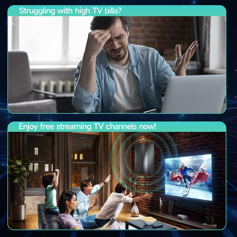 2026 TV Antenna 5000+ Miles, 8K 4K HDTV with Signal Booster | Works with all Smart TVs and digital devices, supports both indoor and outdoor installation for flexible use. Large