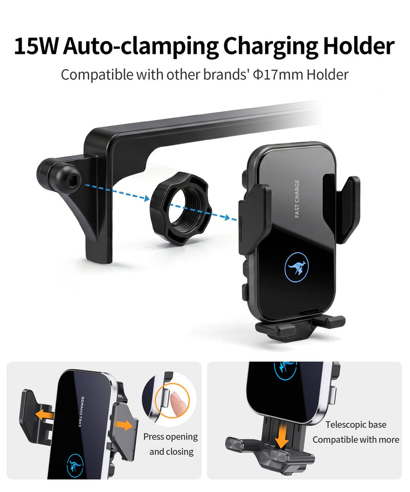 Wireless Charger Car Phone Holder for Toyota Highlander/Hybrid 2020-2026 | 8/12.3" Screen, Auto Clamp Cell Phone Mount Accessories 15W Qi Fast Charging Stand Compatible with iPhone Android, GPS Cradle