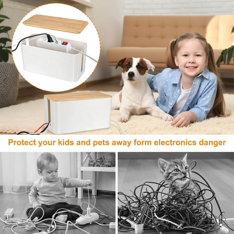 Cable Management Cord Cover Wire Hider Box Concealer Organizer Protector System for Home Theater Entertainment Center Office School (Wood White) Wood White