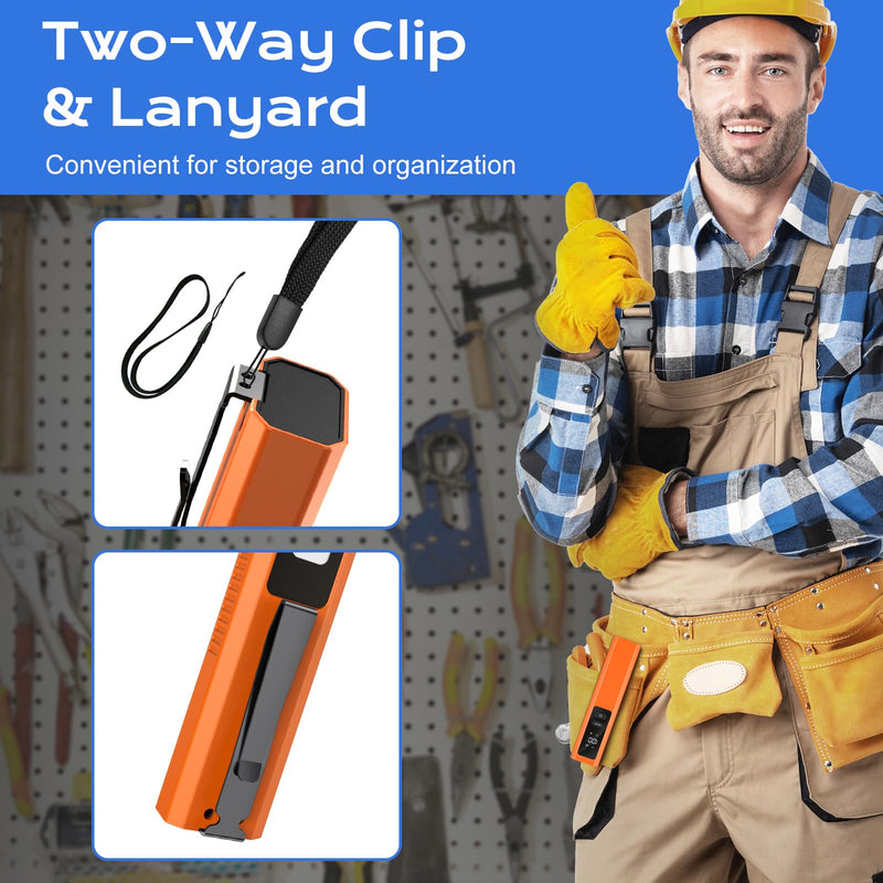EDC Flashlight 4 in 1 Pocket Magnetic Slim Flat Flashlight High Lumens Work Light with Green Beam & UV Light & Warning Light Combo EDC Rechargeable LT-010 (Orange) Orange