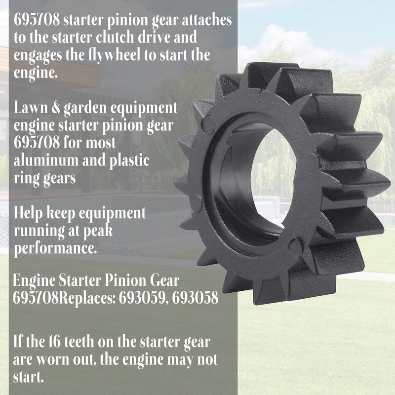 prime&swift Starter Pinion Gear 695708 Replacement fit for Briggs & Stratton Engine 280104 693058 693059 (10 Pack)