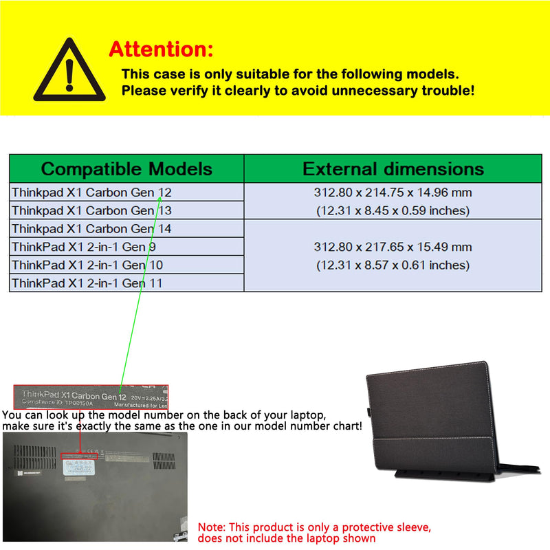 Laptp Cover Case for Lenovo Thinkpad X1 Carbon Gen12 Gen13 Gen14 &for ThinkPad X1 2-in-1 Gen9 Gen10 Gen11 Sleeve,PU Leather Protective Shell with Foldable Cooling Bracket and Pen Holder (Dark Gray) Dark Gray
