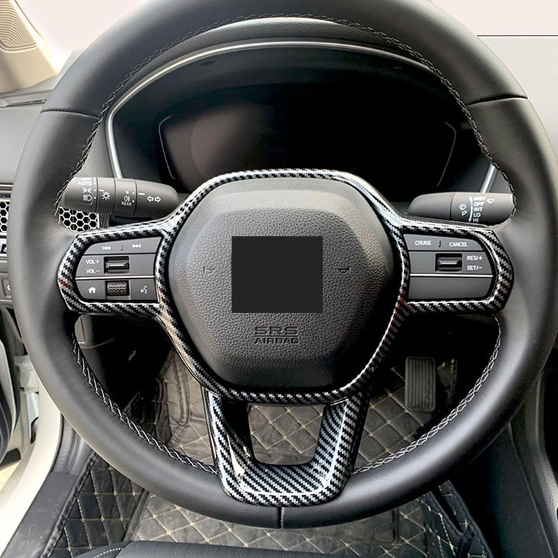 Steering Wheel Cover Interior Trim, for 11th 2023 2024 2025 Honda Accord, for Honda Civic 2022-2025, CR-V 2023-2025, ABS Carbon Fiber