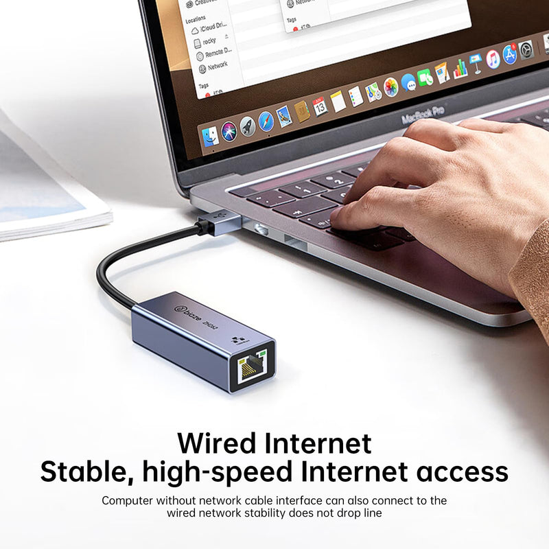 USB to Ethernet Adapter, USB to RJ45 LAN Converter, 100Mbps Fast Wired Network Adapter for Laptop, PC, macOS, Windows, Linux - Compact Aluminum Shell, Plug & Play