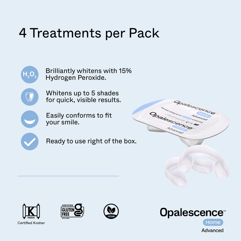 Opalescence GO Home Advanced Teeth Whitening Trays 15% (4 Treatments) Hydrogen Peroxide PF - Whitening Prefilled Kit - Developed by Leaders in Professional Whitening 6006-T Mint 15 1 Count (Pack of 4)