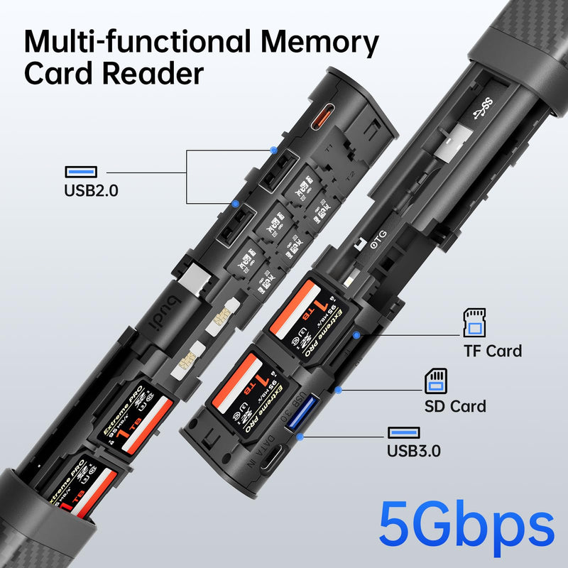 Multifunctional 10 in 1 USB C Hub 3.0 and Ultra-Slim SD Card Reader for iPhone Android and Computer with Micro SD Memory Card Case USB C Cable Memory Stick Plug and Play (HUB)