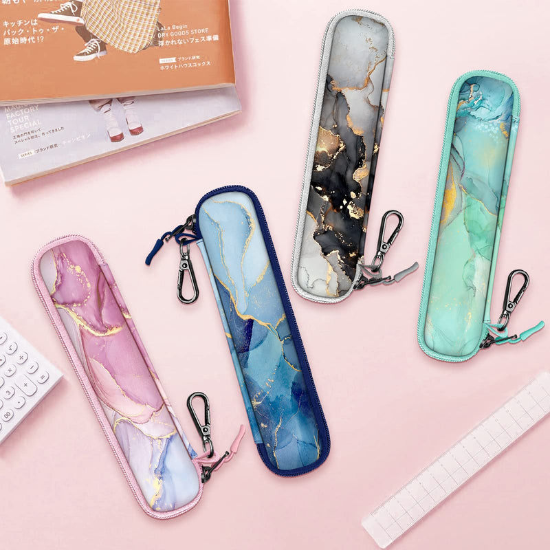 Fintie Pencil Holder Case for Apple Pencil Pro, Apple Pencil (USB-C) & Apple Pencil (1st / 2nd Gen), Soft Neoprene Zipper Carrying Bag Sleeve Pouch for Samsung Stylus, Surface Pen, dreamy marble