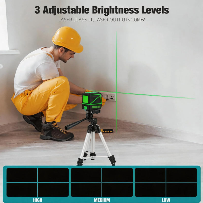 Laser Level with Tripod, 100 feet Green Cross Line Self Rotary Leveling Laser Level, Vertical and Horizontal Line, Rotatable 360 Degree, Manual Self leveling and Pulse Mode, IP54 Waterproof & Battery1