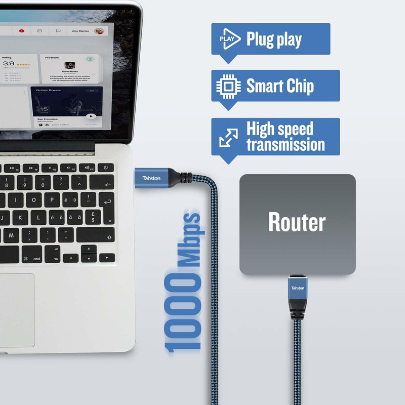 USB C to Ethernet Cable, 4Ft Type C to RJ45 Cable,USB C to Gigabit Ethernet Cable Compatible Thunderbolt 3/4,Directly Connected to Smartphone, Laptop, PC, Switch, Router, Modem and More 4 FT