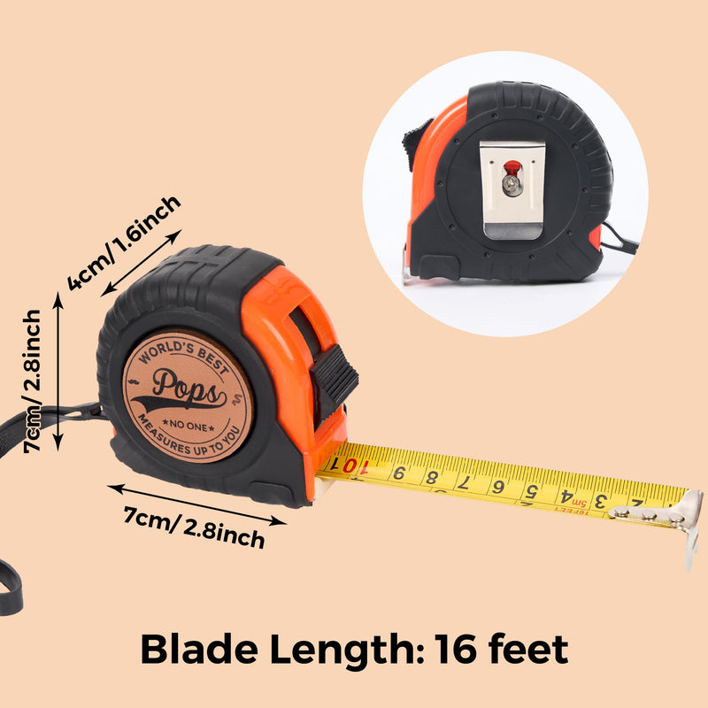 Pops Gifts, Gift for Pops from Kids, Measuring Tape 16ft for Men, Ideal for Birthday, Fathers Day, Christmas, Retractable Digital Carpenter Tool