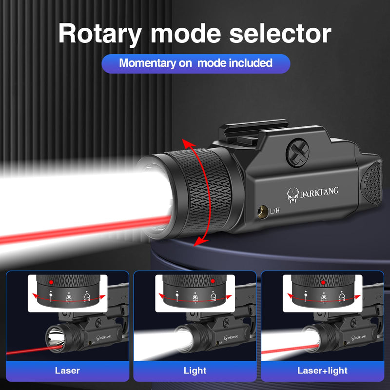  [AUSTRALIA] - DARKFANG Tactical Flashlight and Red Laser Light Combo 1500 Lumen for Shotgun/Pistol Light with Momentary/Strobe Function for 1913 Picatinny Rail