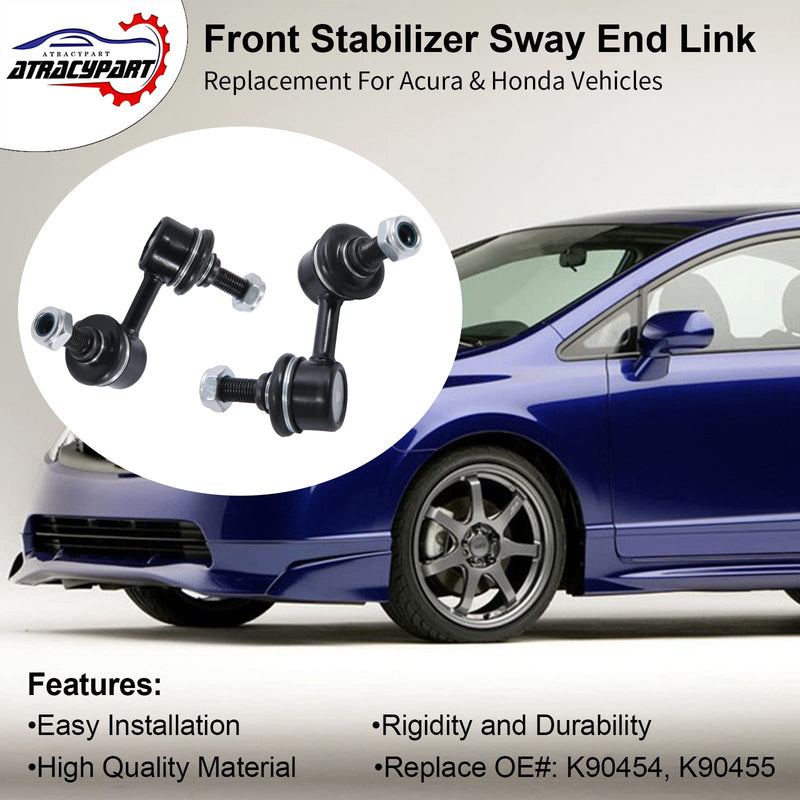 Sway Bar Front Stabilizer Bar End Link Fit For Acura EL 2001-2005 Acura RSX 2002-2006 Honda Civic 2001-2005 Honda CR-V 2002-2006 Honda Element 2003-2011 K90454 K90455 2pcs