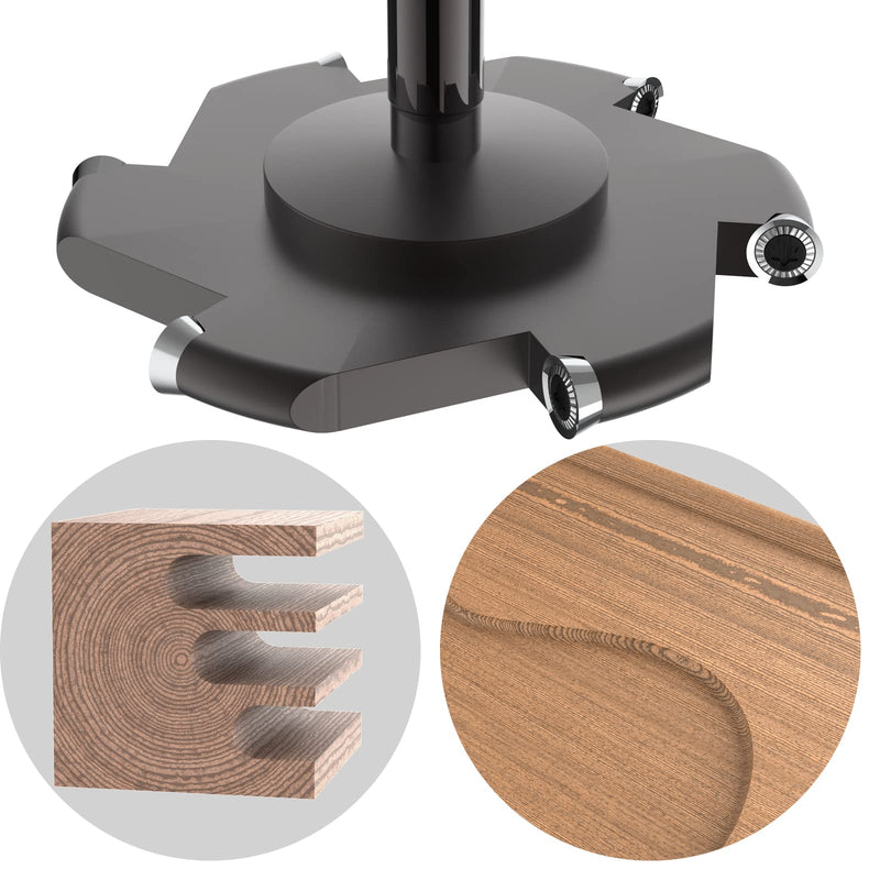 CNC Spoilboard Surfacing Router Bit, 6-Flute 1/2" Shank 4" Cutting Diameter, Carbide Insert Slab Flattening Router Bit Woodworking Tools Comes with 10PCS Blade 1/2" Shank-4" Dia.(R5 Round blade)