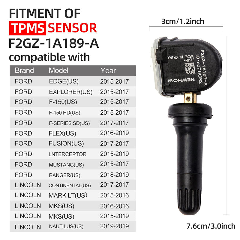 NEWHOW TPMS Sensors Set of 4 for Ford F150/Explorer/Fusion 2015-2024 - OEM F2GZ-1A189-A TPMS35 Replacement, Waterproof 315MHz Tire Pressure Monitoring System Sensor Fit Lincoln 4 Pack