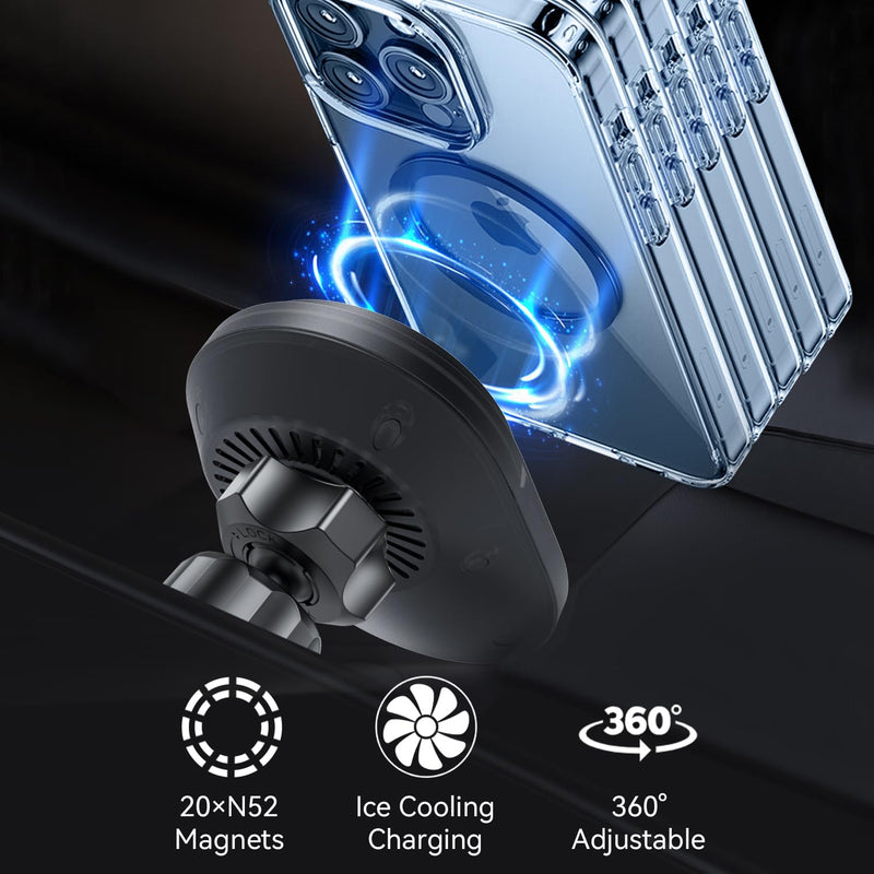 for MagSafe BMW 2/3/4 Series Mount Charger, Exclusive fits for BMW 2 Series 2014-2021, 3 Series 2014-2019 and 4 Series 2014-2020, for iPhone 17-12 Intelligent Heat Dissipation Fast Charging 15W