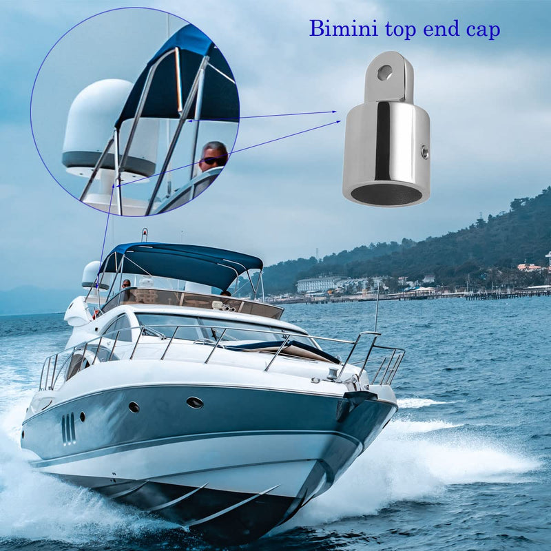 4 PCS Bimini Top Eye End Cap Tube Canopy Hardware Fitting Marine 316 Stainless Steel Fits 7/8 or 1'' OD Round Tubing 1 INCH
